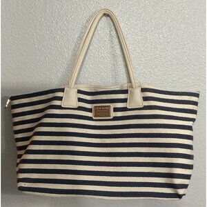 Cecil McBee Striped Canvas Beach Tote - 17x12 - Some Light Staining- See Photos
